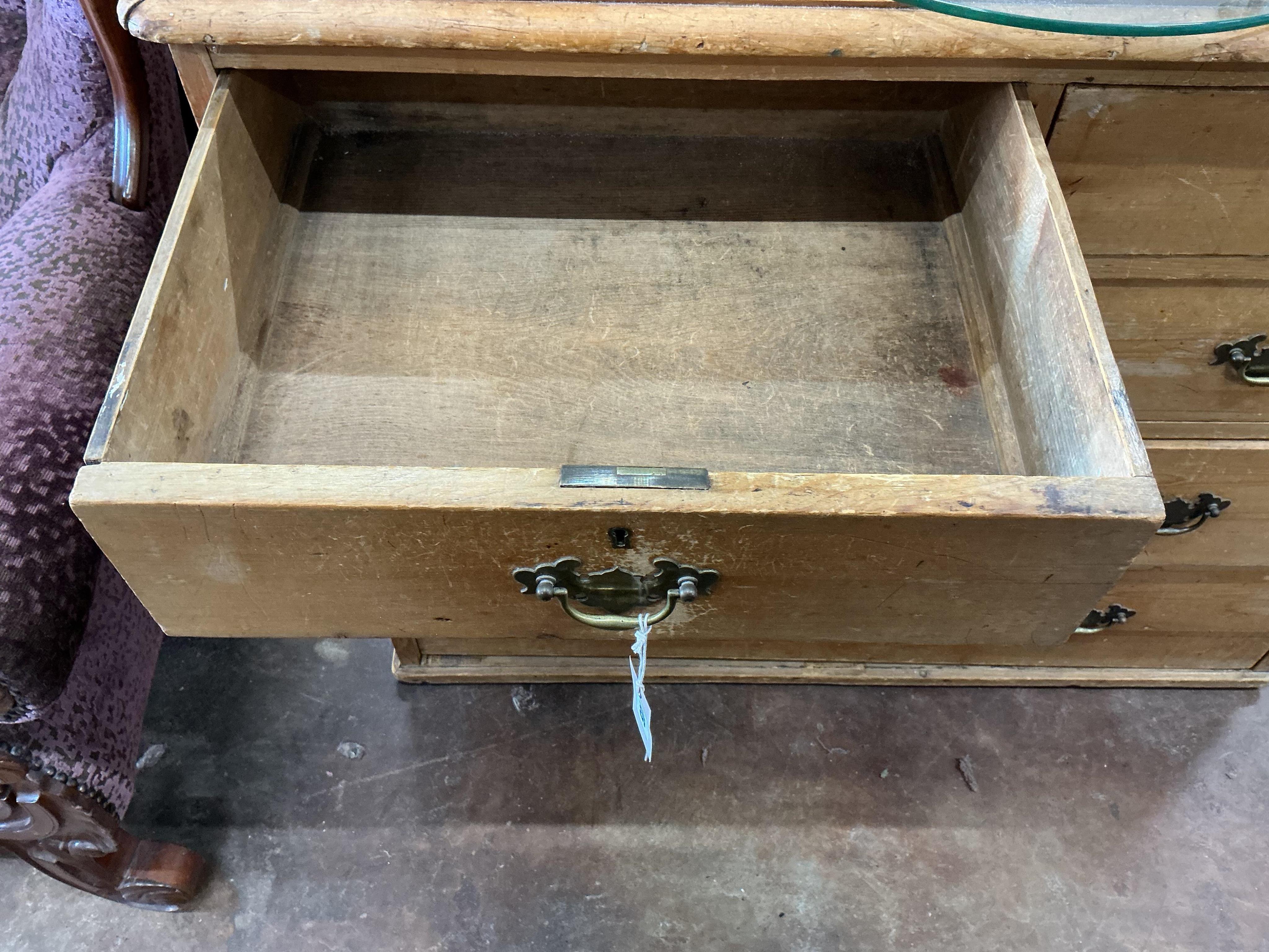 A Victorian pine five drawer chest, width 106cm, depth 52cm, height 86cm